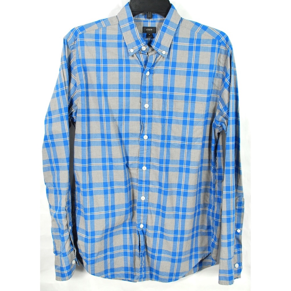 J. Crew Blue Gray Plaid Button Front Shirt Size M